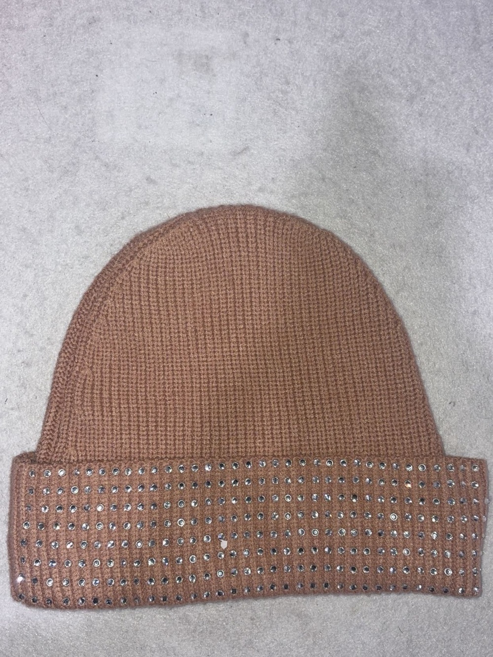 Source Unknown Brown Knit Beanie with Stud Accents